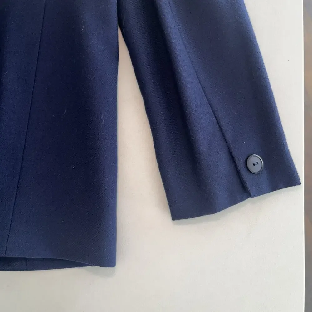 Vtg. Irene Hill Canada 100% Pure Virgin Wool Single Breasted Lined Blazer Size 8